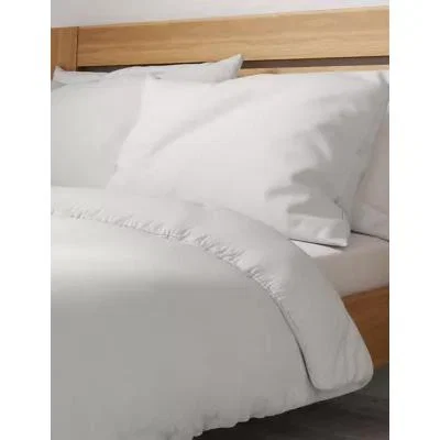 Marks & Spencer M&S Pure Cotton 300 Thread Count Duvet Cover - 6FT - Light Grey, Light Grey,White
