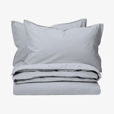Made.com Alexia Stonewashed Cotton Duvet Cover + 2 Pillowcases, King, Light Grey