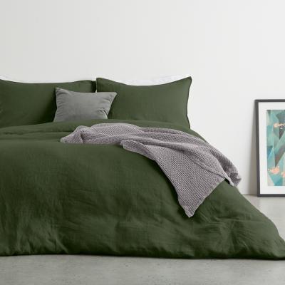 Made.com Brisa 100% Linen Duvet Cover + 2 Pillowcases Double, Moss Green