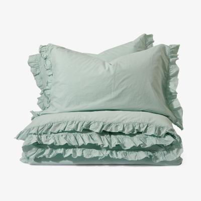 Made.com Attara 100% Organic Cotton Duvet Cover + 2 Pillowcases, Double, Arctic Blue