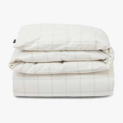 Nordic Nest Checked duvet cover cotton-lyocell 150x210 cm Off white-dark blue
