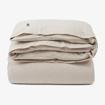 Nordic Nest Striped Organic Cotton Flannel duvet cover 150x210 cm Beige-off white