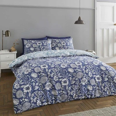 Downtown Catherine Lansfield Tapestry Floral Blue Duvet Set