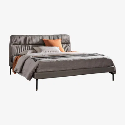Barker and Stonehouse Frag Otto 180 Bedframe, Grey Leather | Barker & Stonehouse