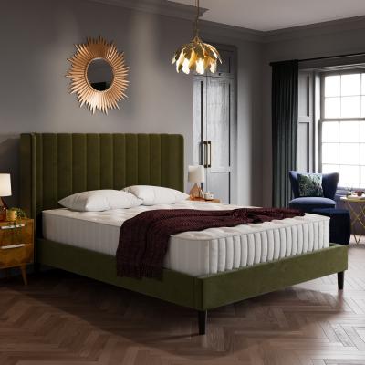 Dunelm Alara Pleated Velvet Bed Olive