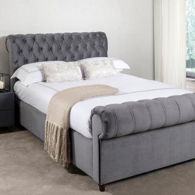 Dunelm Fabio Velvet Charcoal Bed Frame Charcoal