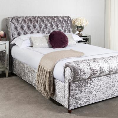 Dunelm Fabio Crushed Velvet Silver Bed Frame Silver
