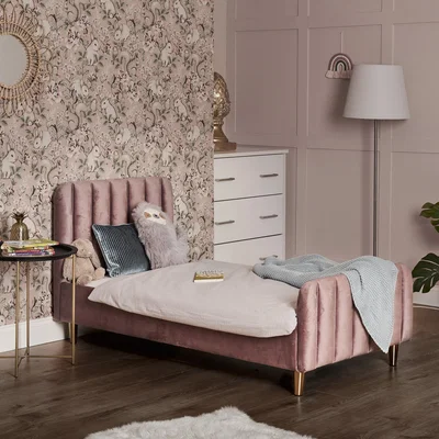 Dunelm Obaby Gatsby Velvet Bed Pink
