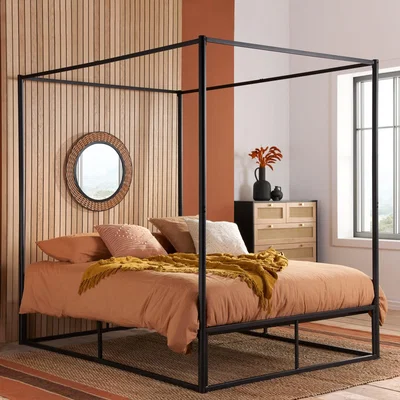 Dunelm Farringdon Metal 4 Poster Bed Black