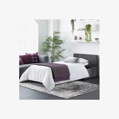 Furniture123 Grey Velvet Foldaway Single Guest Bed in a Box with Mattress - Aspire