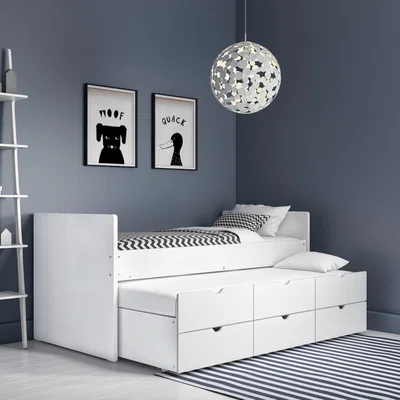 Furniture123 Matisse White Captain's Guest Bed with Storage - Trundle Included