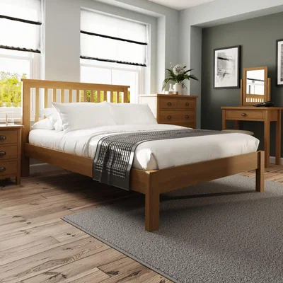 Knees Rara Rustic Oak Double Bed Frame