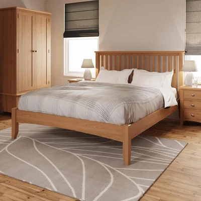 Knees Galister Light Oak King Size Bed Frame