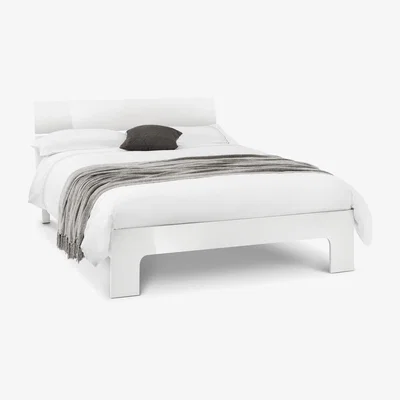 Oak&More London White High Gloss Bed - Double or King Size