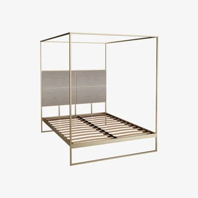 Olivia's Gillmore Bed Federico Brass Frame And Canopy & Weathered Oak Headboard / Double