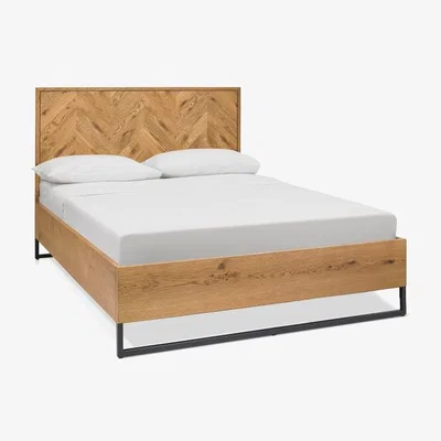 Downtown Vaughan Chevron Oak Panel Bed Frame