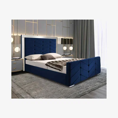 The Range MAlice Upholstered Plush Velvet Bed Frame - Blue / Super King