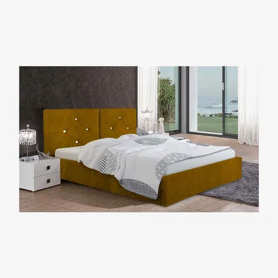 The Range Carmen Upholstered Plush Velvet Bed Frame - Yellow / Super King