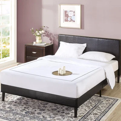 The Range Patty Black Faux Leather Upholstered Bed Frame - Black Faux Leather / King