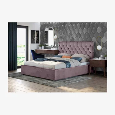 The Range Ragnhilda Upholstered Plush Velvet Bed Frame - Pink / King