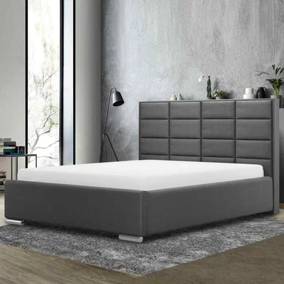 The Range William Upholstered Plush Velvet Bed Frame - Grey / Super King / 210cm