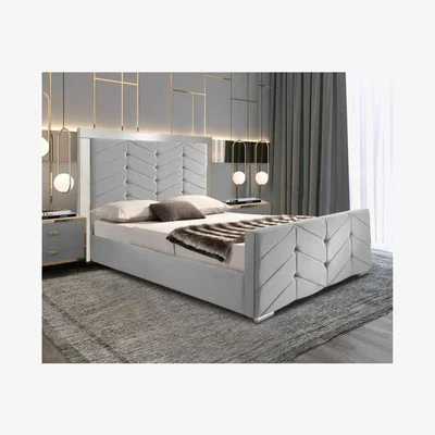 The Range MAlice Upholstered Plush Velvet Bed Frame - Grey / Super King