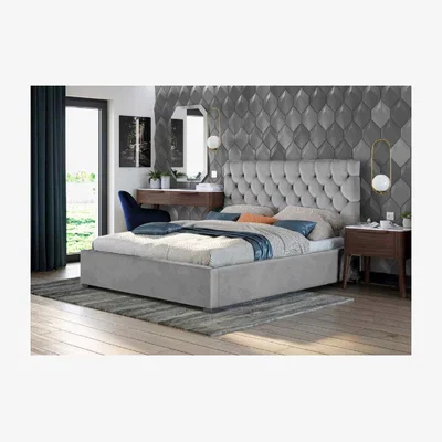 The Range Ragnhilda Upholstered Plush Velvet Bed Frame - Grey / Super King