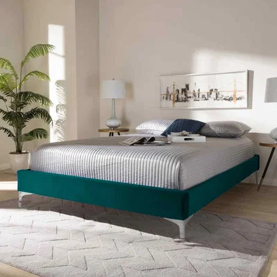 The Range Alexander Upholstered Plush Velvet Bed Frame - Green / Super King
