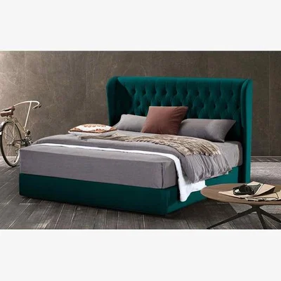 The Range Marie Upholstered Plush Velvet Bed Frame - Green / Super King