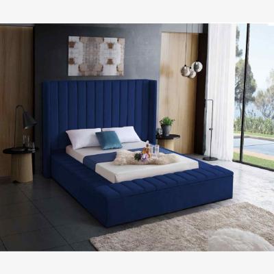 The Range Juan Upholstered Plush Velvet Bed Frame - Blue / 30cm / Small Double / 134cm