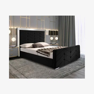 The Range MAlice Upholstered Plush Velvet Bed Frame - Black / Super King