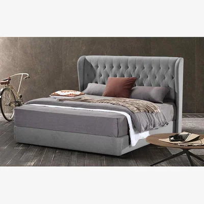 The Range Marie Upholstered Plush Velvet Bed Frame - Grey / King
