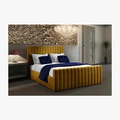 The Range Jessica Contemporary Plush Velvet Bed Frame - Yellow / Single