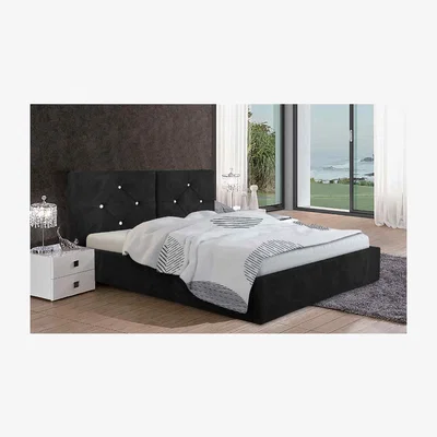The Range Carmen Upholstered Plush Velvet Bed Frame - Black / Super King