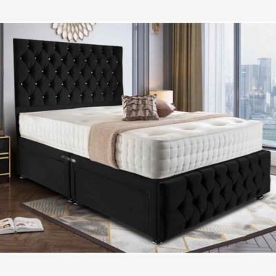 The Range Nahia Divan Upholstered Plush Velvet Bed Frame - Black / Small Double