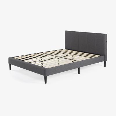The Range Eddy Grey Upholstered Bed Frame with USB Ports - Grey / King