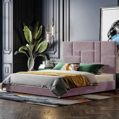 The Range Bera Upholstered Plush Velvet Bed Frame - Pink / Double