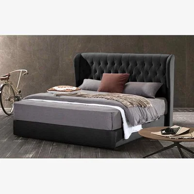 The Range Marie Upholstered Plush Velvet Bed Frame - Black / Super King
