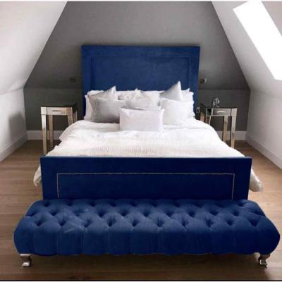 The Range Harry Upholstered Plush Velvet Bed Frame - Blue / Single