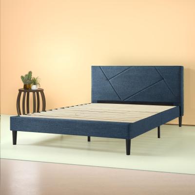 The Range Jimmy Navy Blue Upholstered Bed Frame - Navy