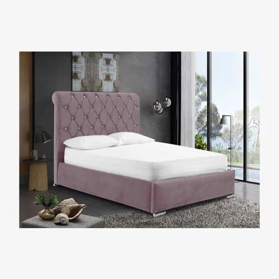 The Range Mattia Upholstered Plush Velvet Bed Frame - Pink / Super King / 362kg