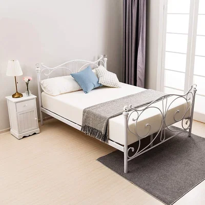The Range White 4ft6 Double Metal Bed Frame With Crystal Finials - White