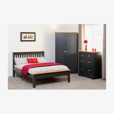 The Range Monaco 4'6" Bed Low Foot End - Grey with Oak Effect Plinths