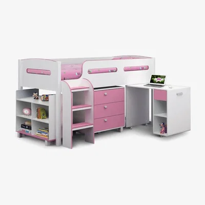 Teddy Beau Julian Bowen Kimbo Cabin Bed / White/Soft Pink
