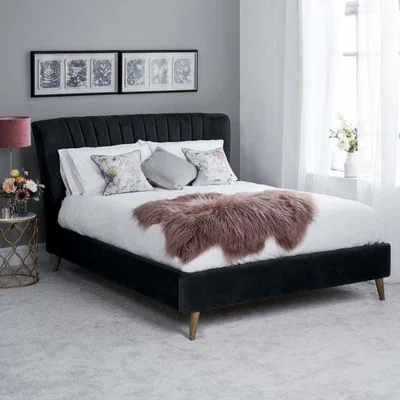 Woods Furniture Lucille Velvet Bed - Grey Lucille Velvet King Bed - Grey
