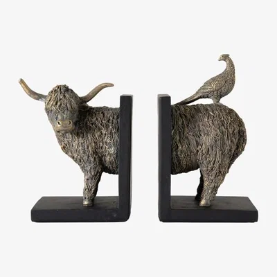 Dunelm Cedar & Sage Set of 2 Highland Cow Bookends