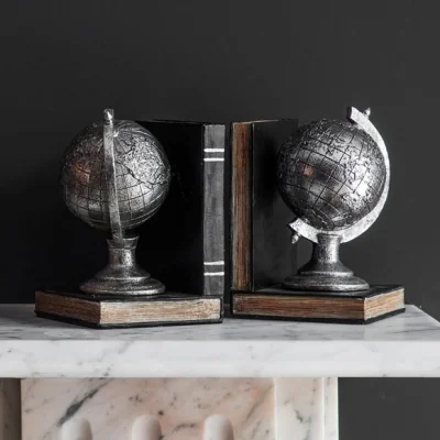 Dunelm Broomfield Pair of Globe Bookends Silver