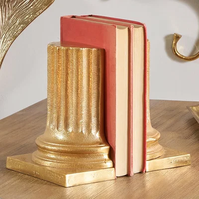 Dunelm Matt Antique Brass Bookends Gold