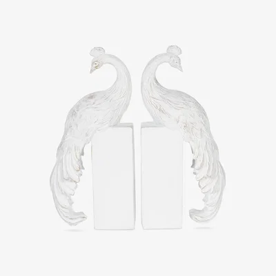 John Lewis Laura Ashley Peacock Bookends, White