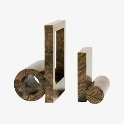 Nordic Nest Woud Booknd book support marble Brown